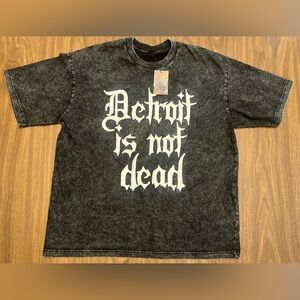 DETROIT IS NOT DEAD Creative Streetwear XL Black Stonewash Graphic Short Sleeve